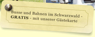 Busse und Bahnen im Schwarzwald - GRATIS - mit unserer Gstekarte