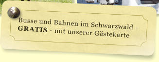 Busse und Bahnen im Schwarzwald - GRATIS - mit unserer Gstekarte